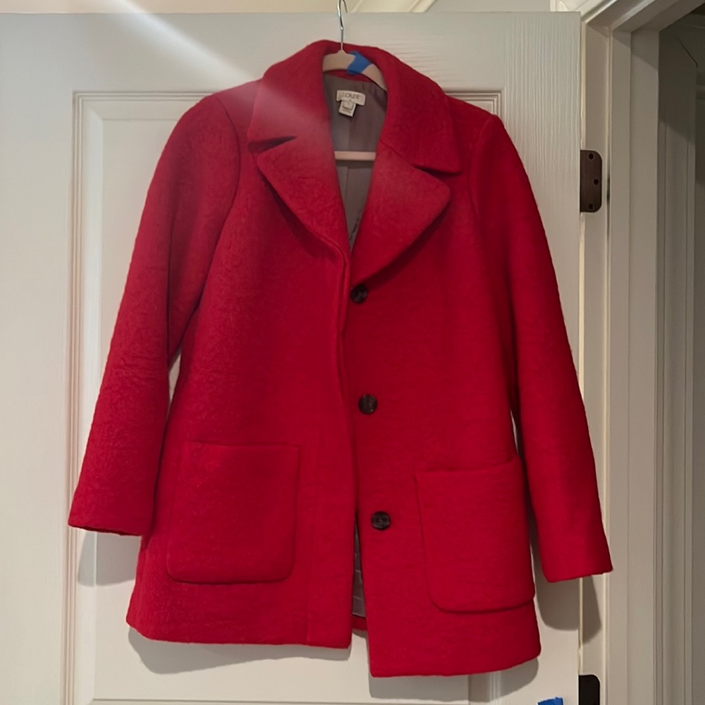 J. Crew red pea coat
